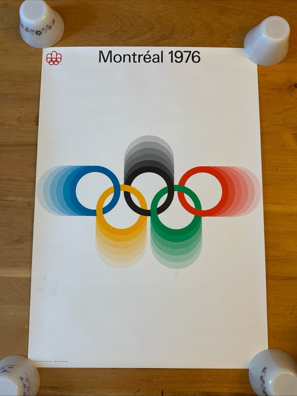 Montreal 1976 Olympic RINGS Poster Vintage Rare Original Official 16.5" x 23.5"